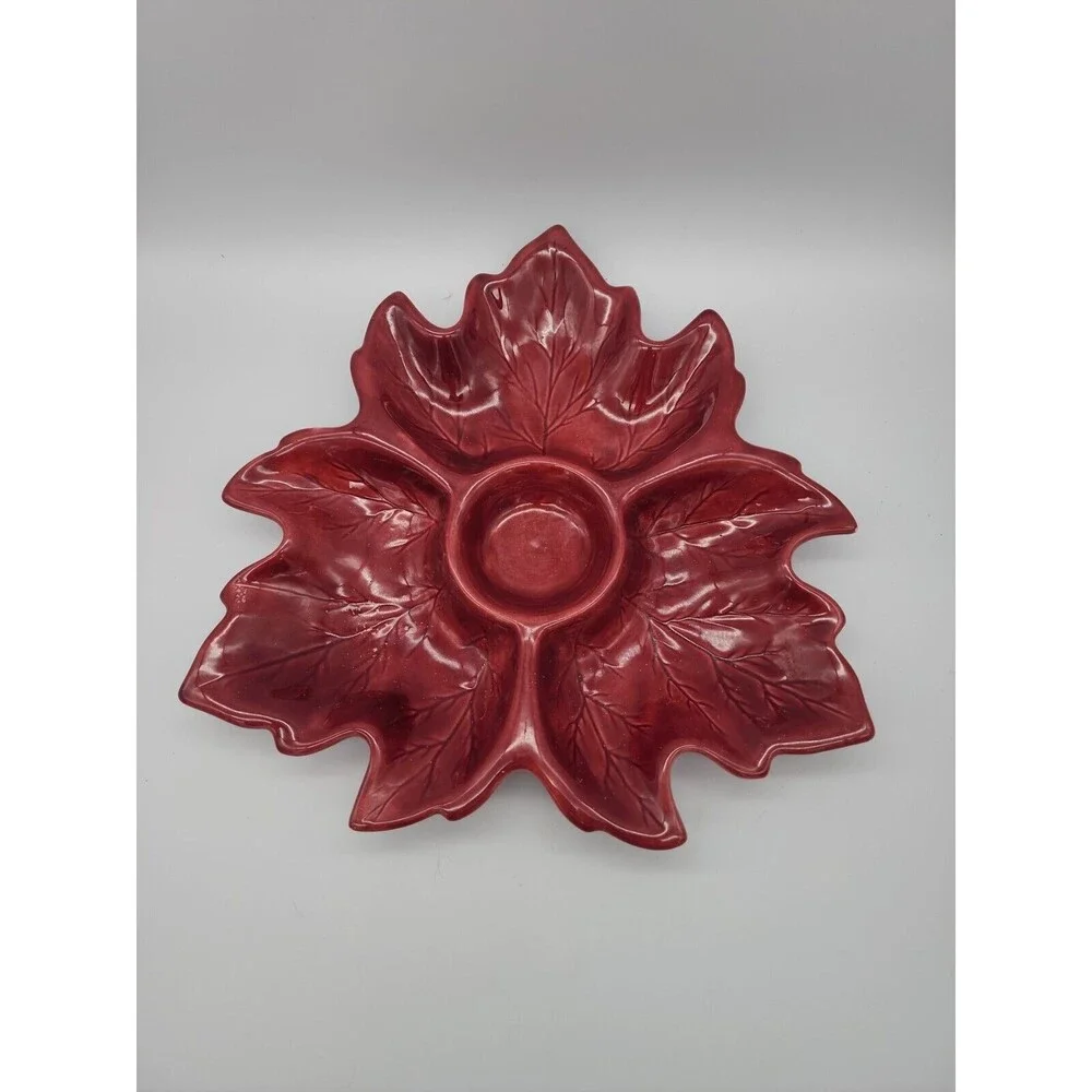 Holland Mold Leaf Relish Dish Fall Color Ceramic Serving Dish Autumn Leaves